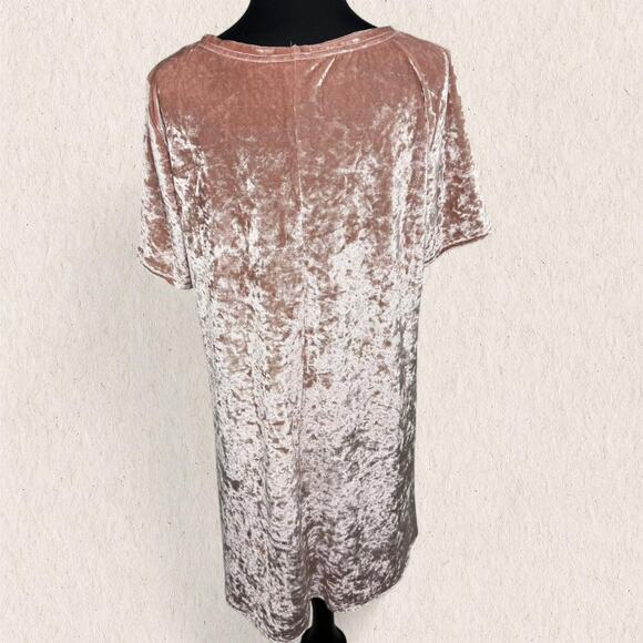 POL Blush Pink Crushed Velvet Shift Dress Size Large – Y2K Retro Glam Holiday - Picture 7 of 8